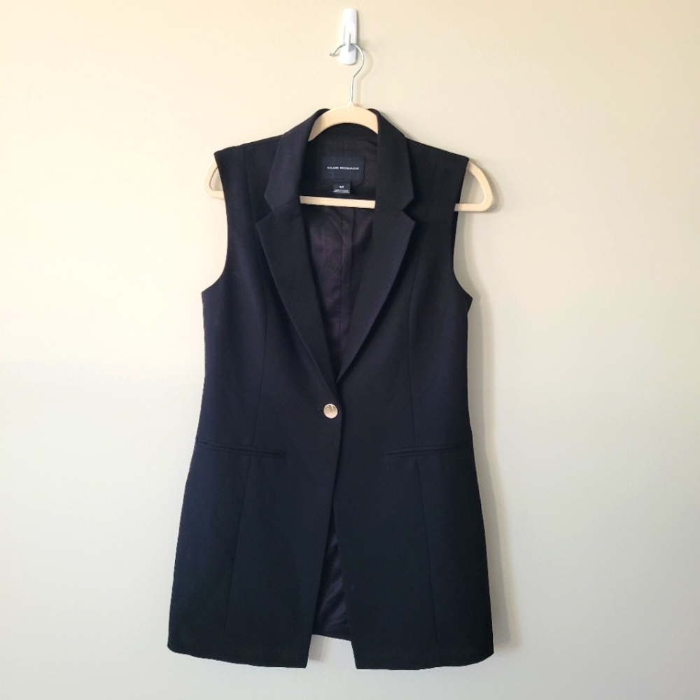 Black Sleeveless Blazer Vest